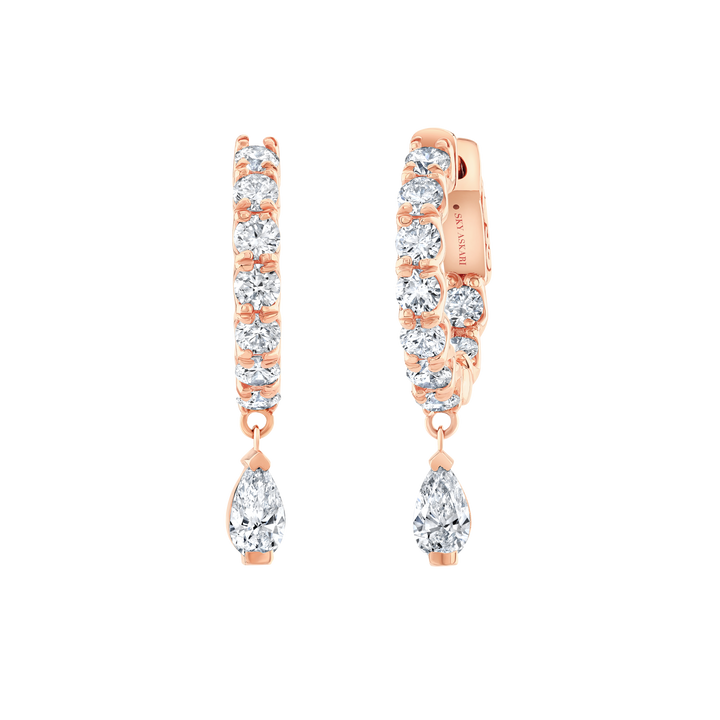 Small Hoop Eternity with Dangling Pear Earrings