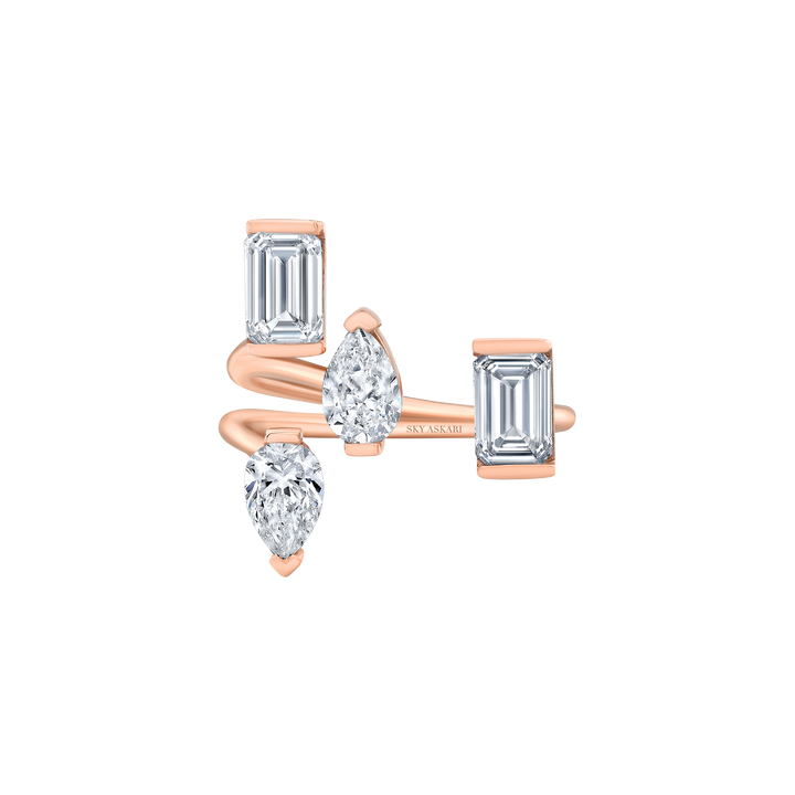 Multi-Shaped Open-Heart Ring