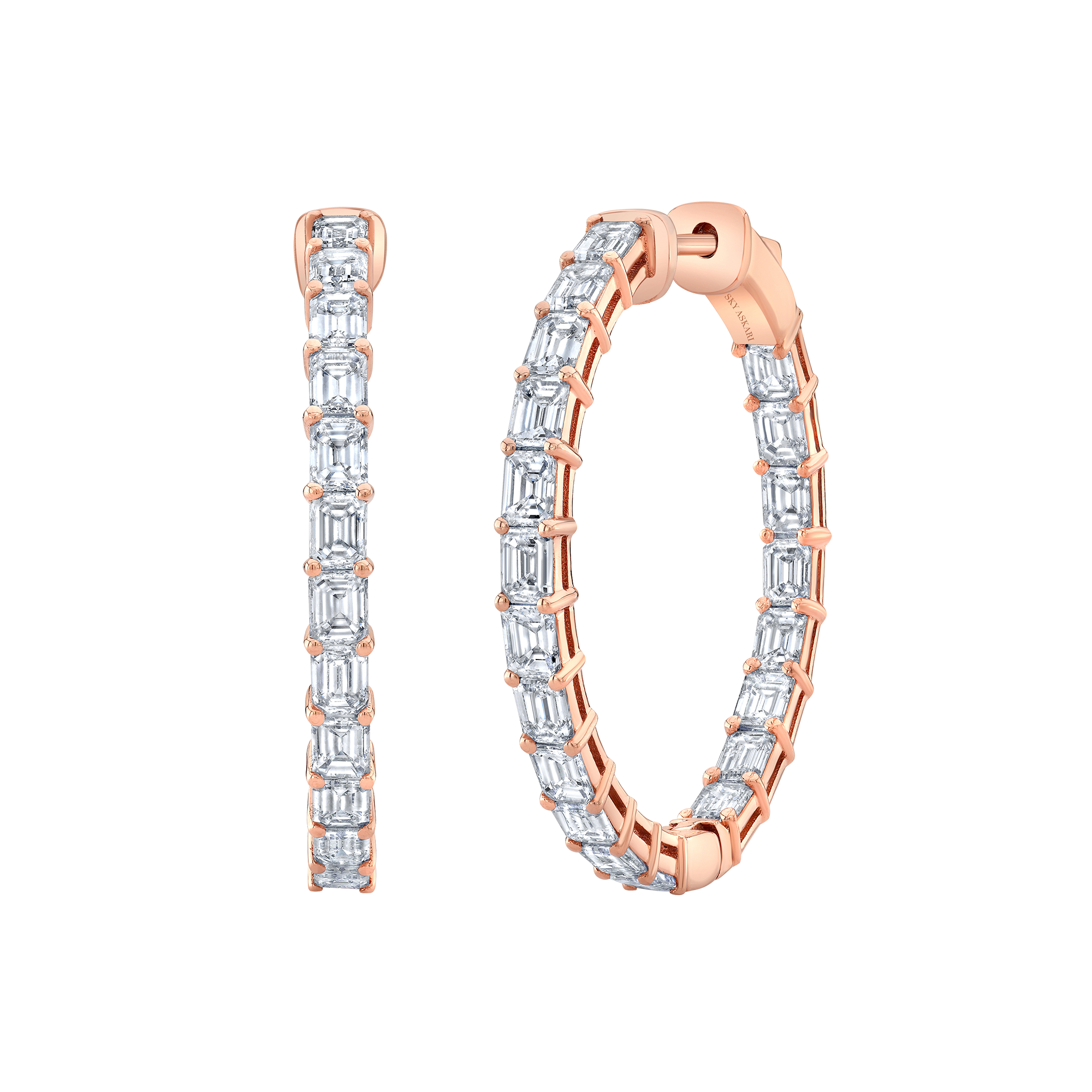 Medium Hoop Earrings with Emerald Cut