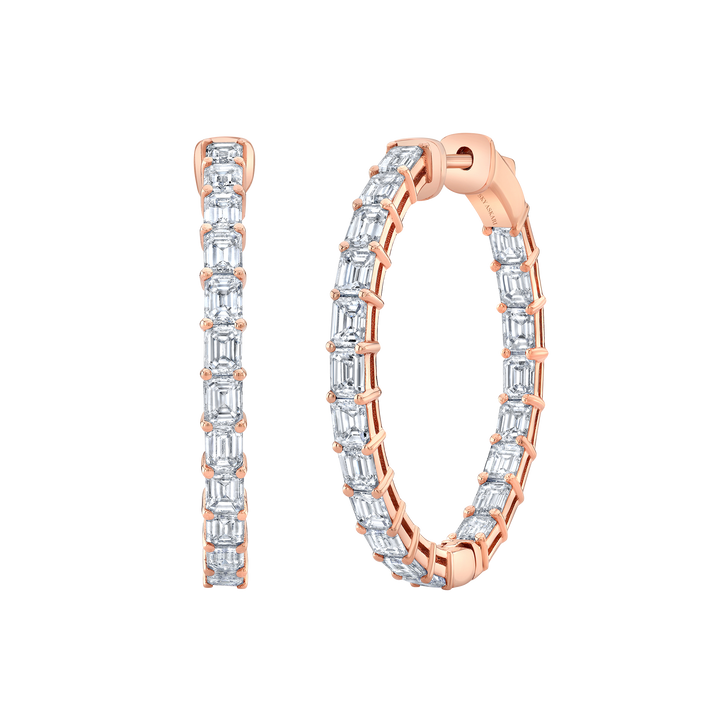 Medium Hoop Earrings with Emerald Cut