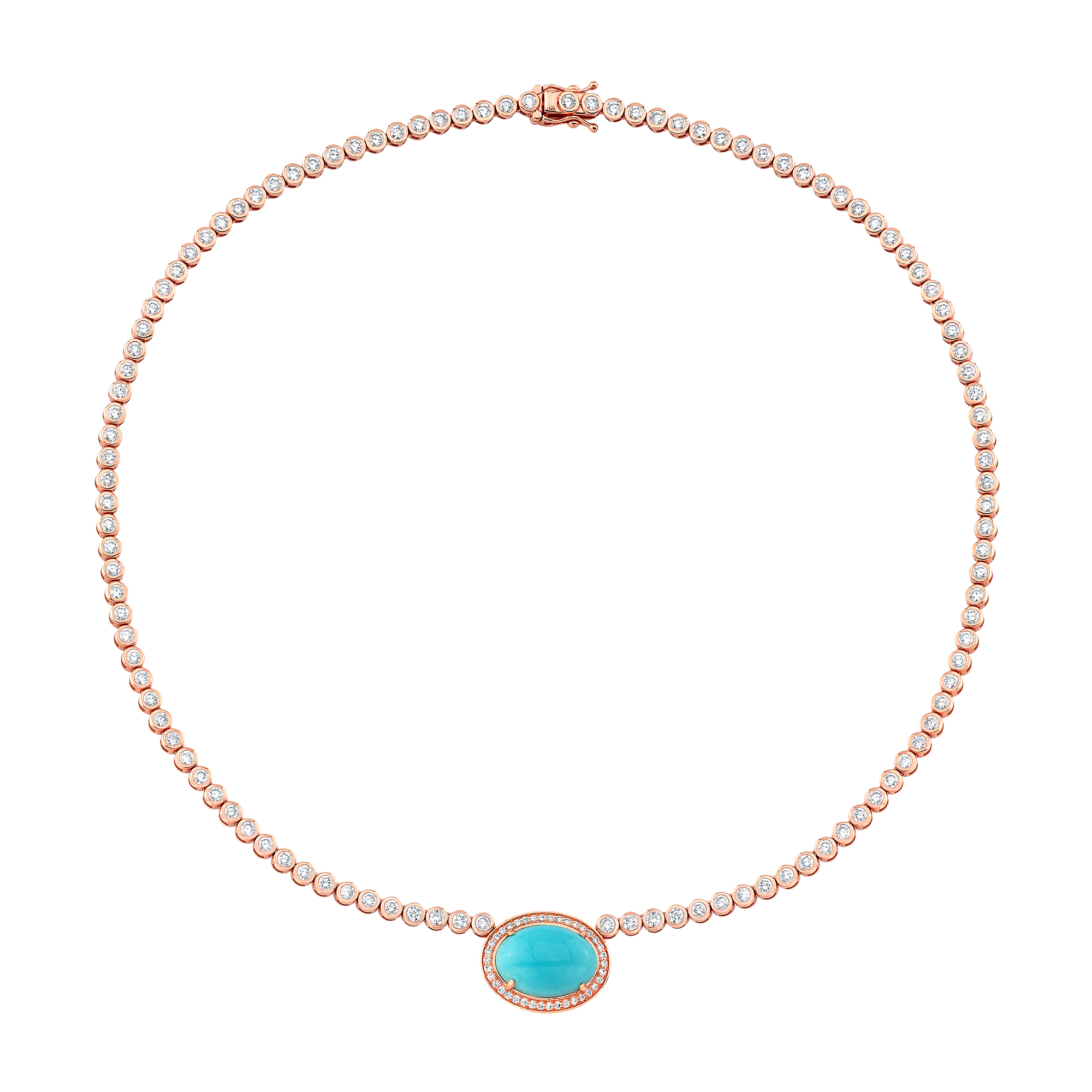 Bezel Set Tennis Necklace with Turquoise