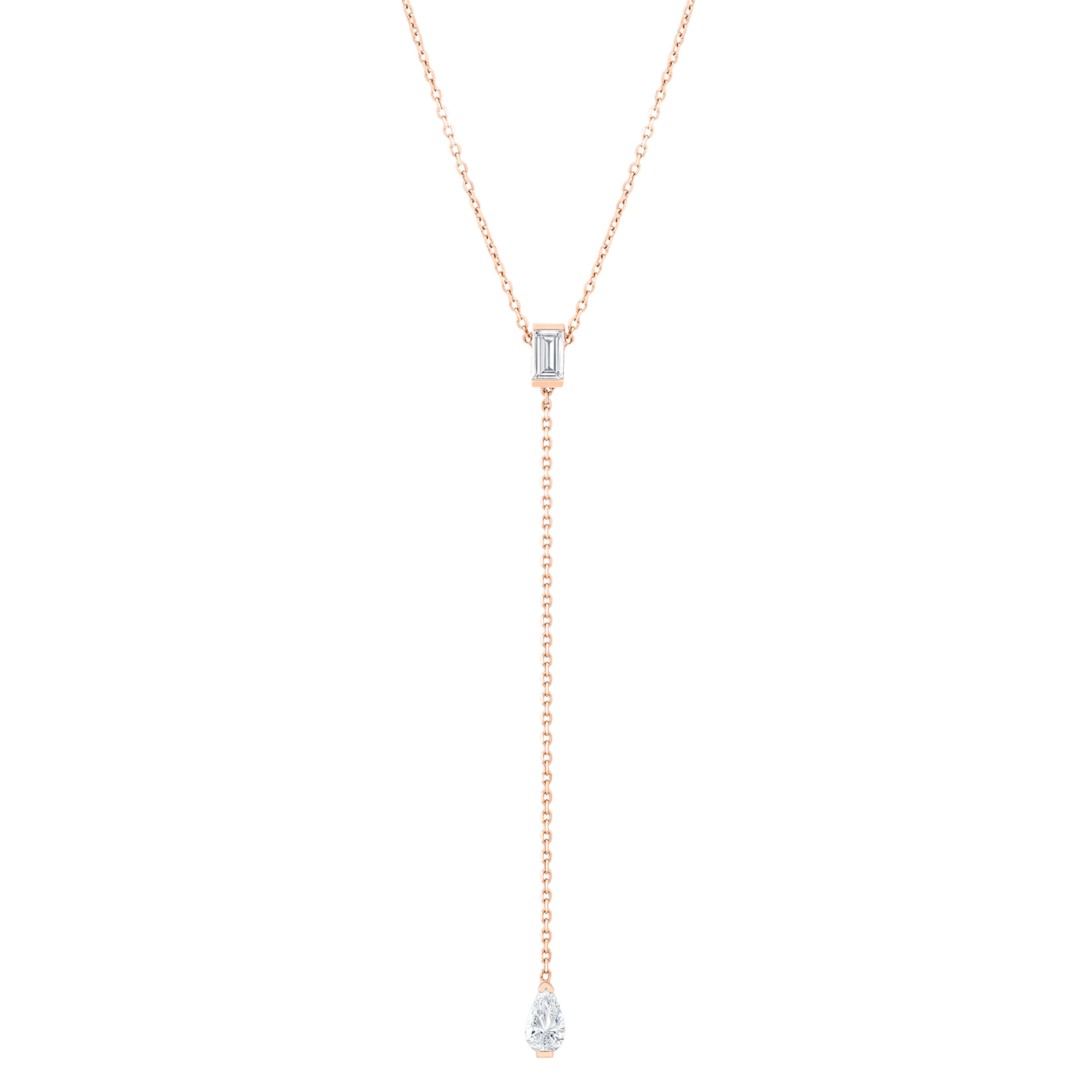 Emerald and Pear-Shaped Cut Lariat Necklace