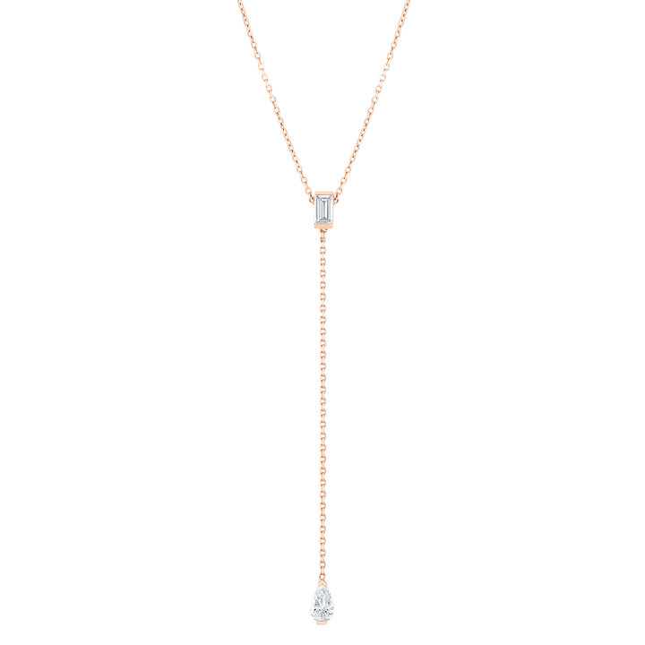 Emerald and Pear-Shaped Cut Lariat Necklace