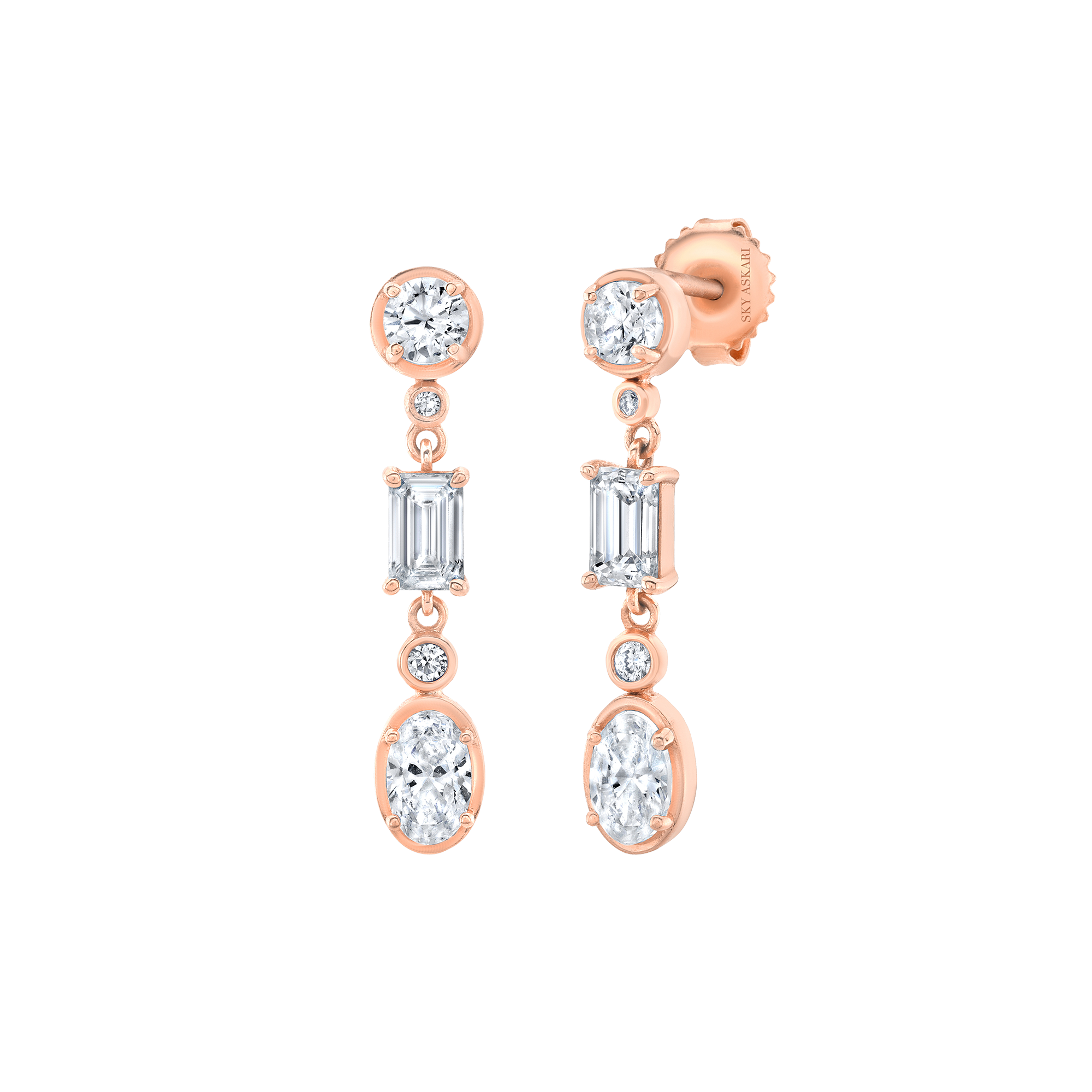 Oval and Emerald Dangling Earrings