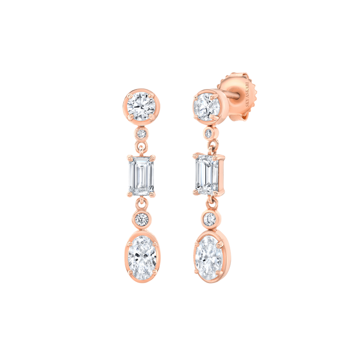 Oval and Emerald Dangling Earrings