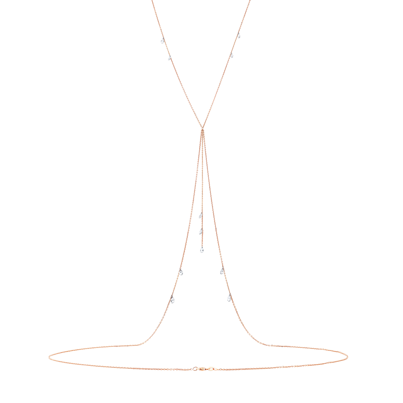 Body Chain with Dangling Pear-Shaped Diamond