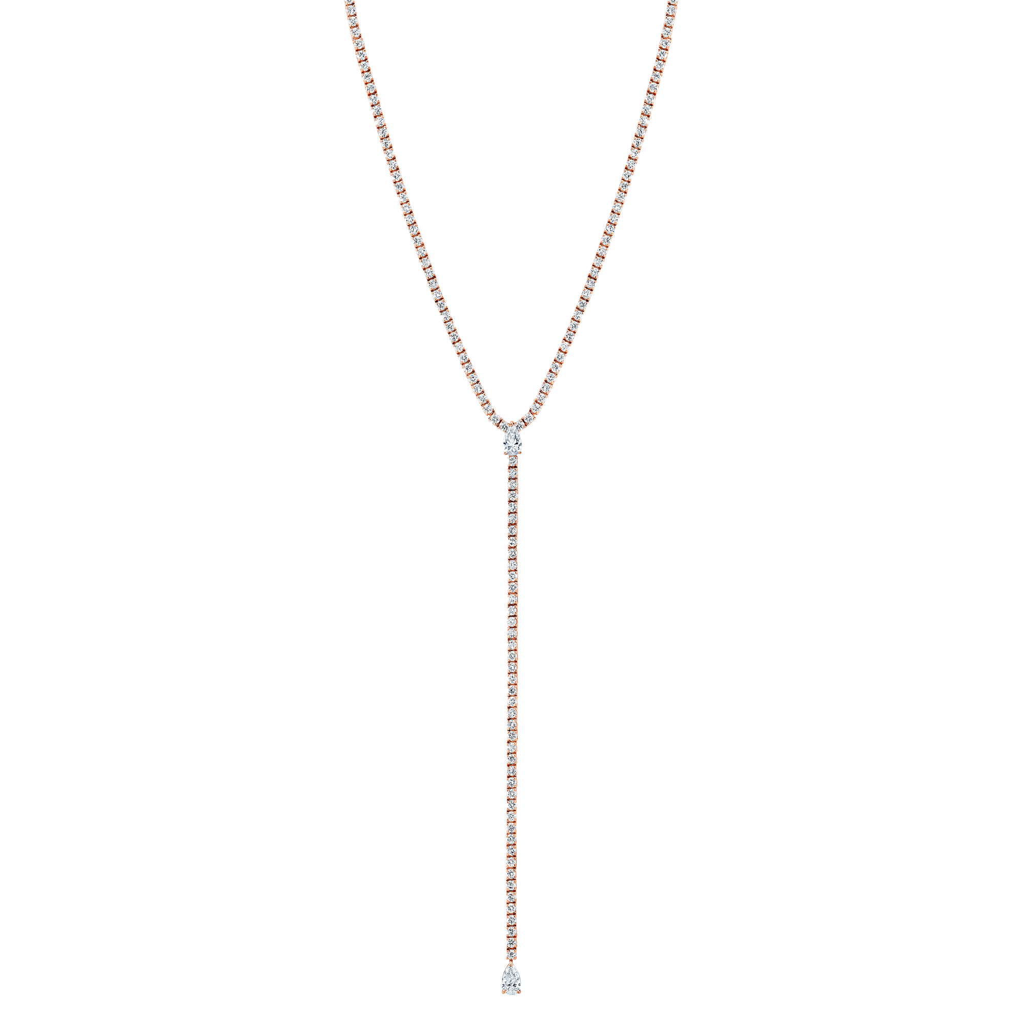 Tennis Lariat Necklace with Pear-Shaped Diamond