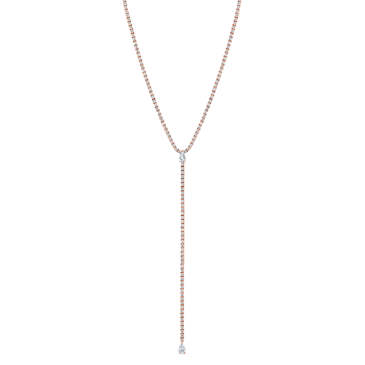 Tennis Lariat Necklace with Pear-Shaped Diamond