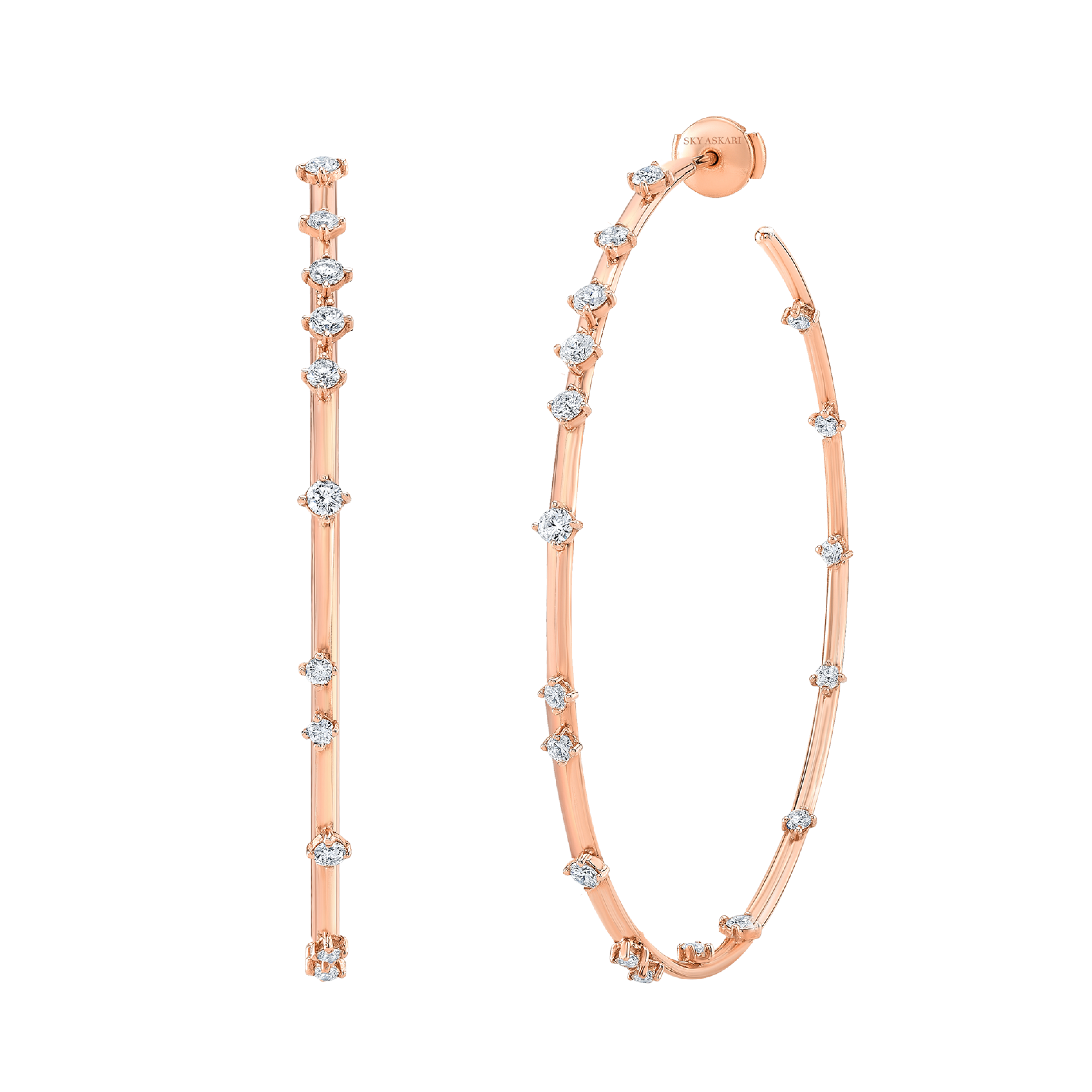 Large Hoop Diamond Earrings with Extra Stars