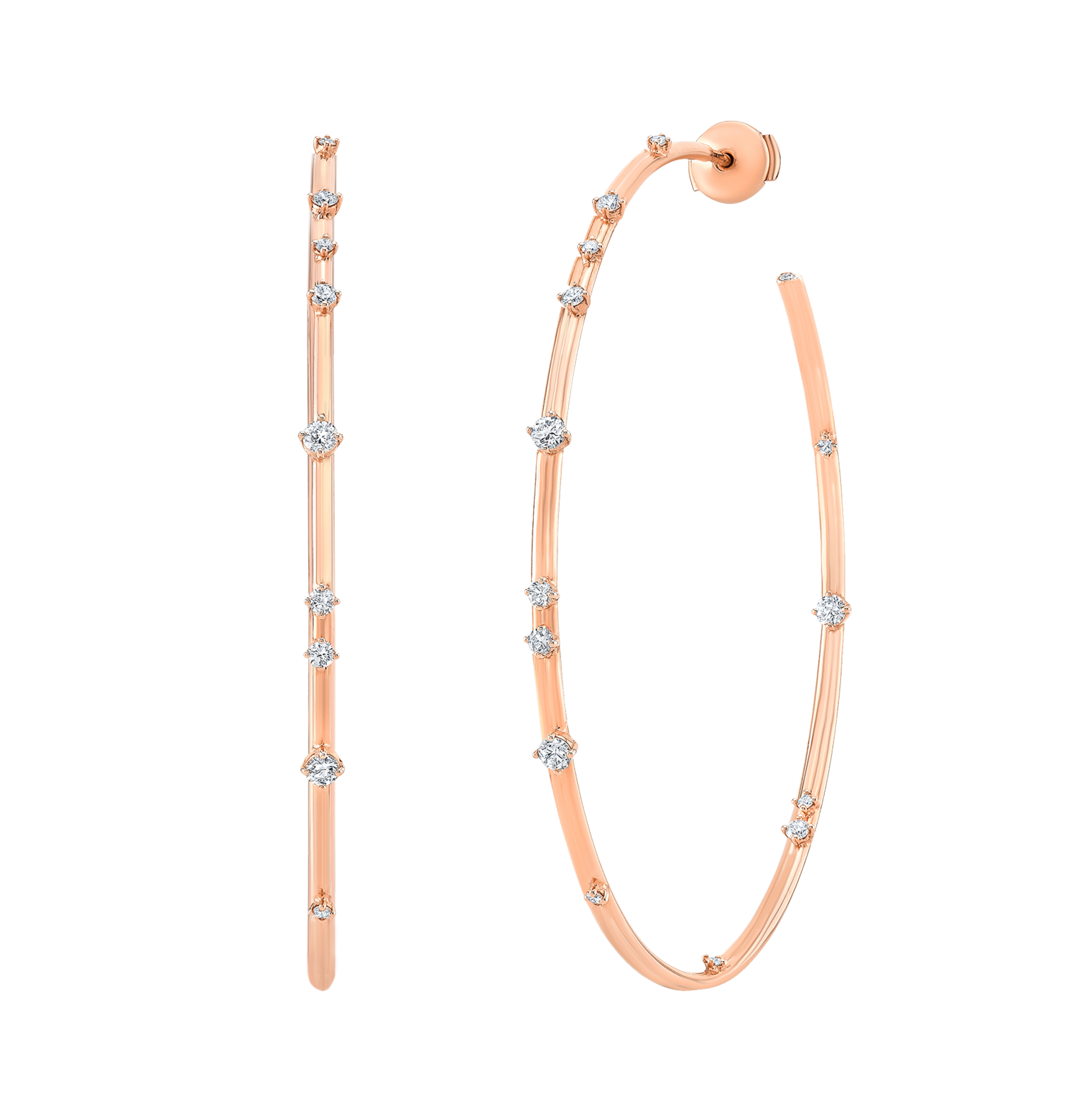 Large Hoop Diamond Earrings with Small Stars