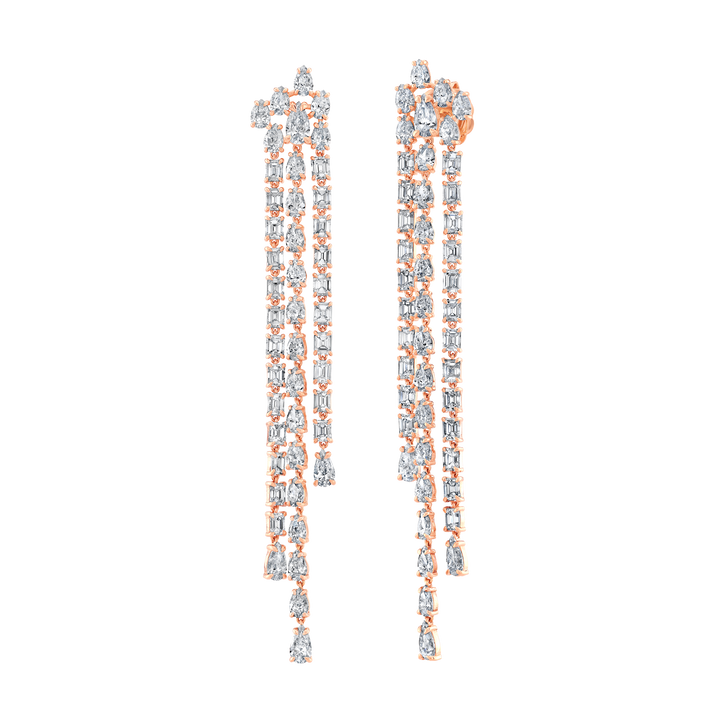 Waterfall Pear and Emerald Cut Earrings