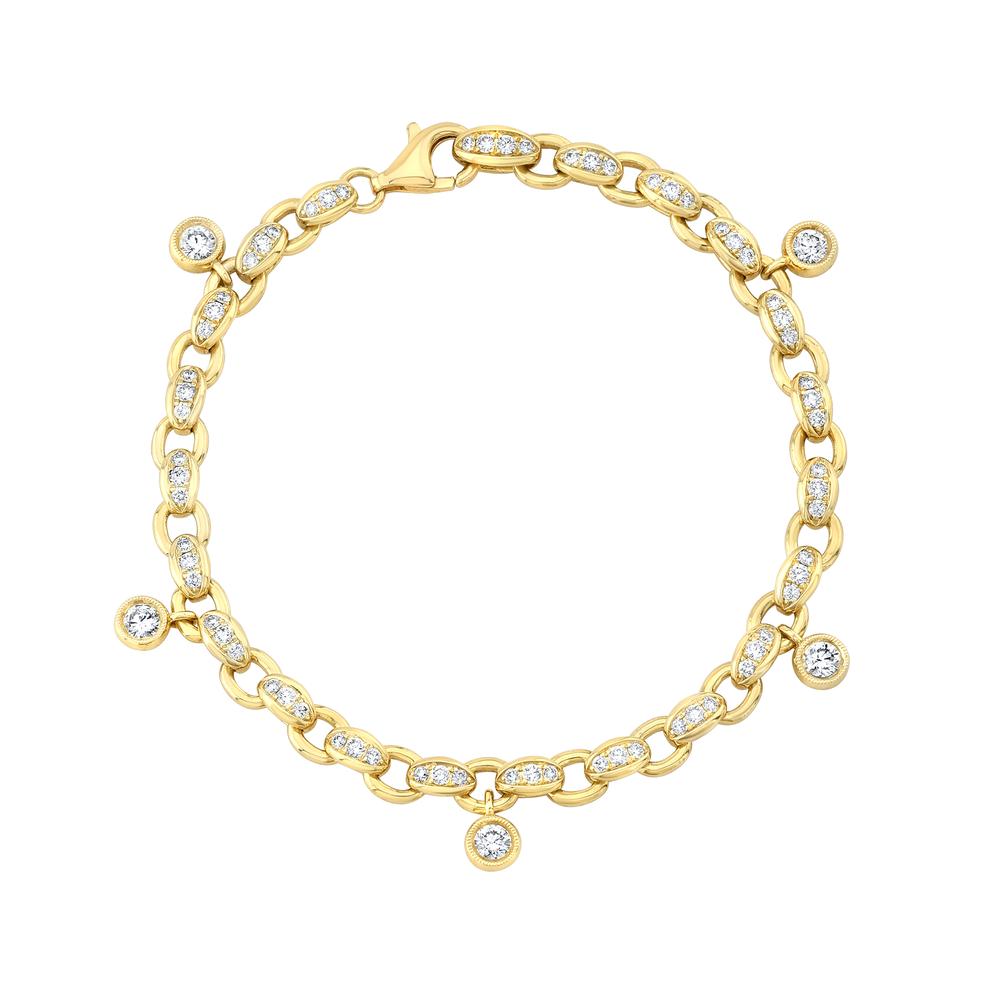 Chain Bracelet with Diamond Drops