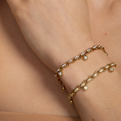 Chain Bracelet with Diamond Drops