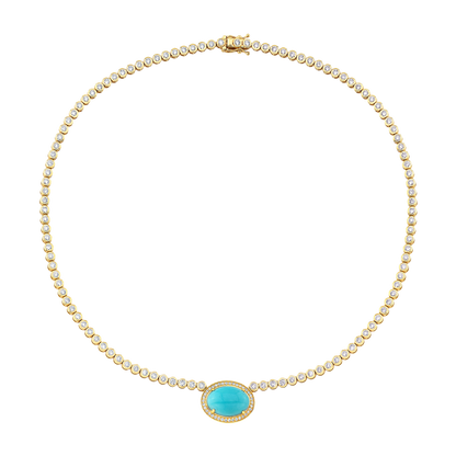 Bezel Set Tennis Necklace with Turquoise