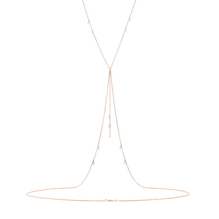 Body Chain with Dangling Pear-Shaped Diamond