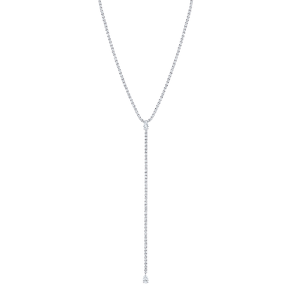 Tennis Lariat Necklace with Pear-Shaped Diamond